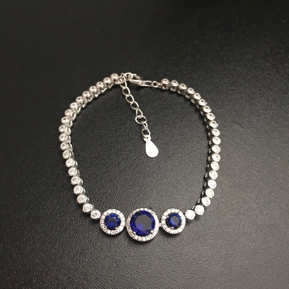 Savvy Cie Sterling Silver Lab Sapphire & CZ